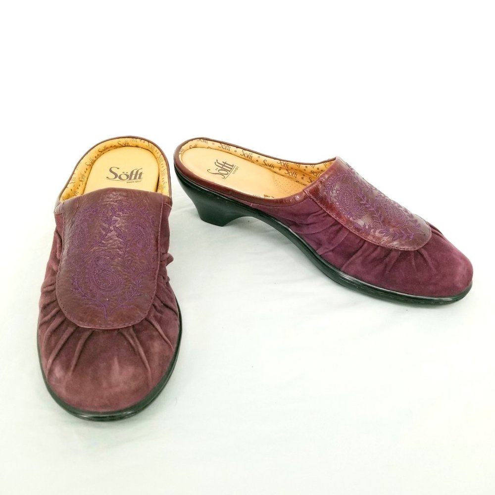 Purple Leather and Suede Mules, 8